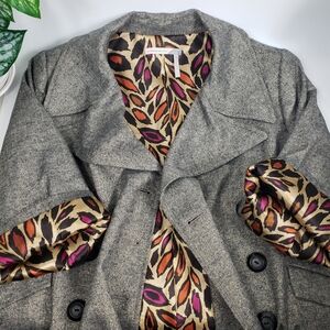 Classiques Gray Double Breasted with Cheetah  Tweed Glitter Cropped Swing